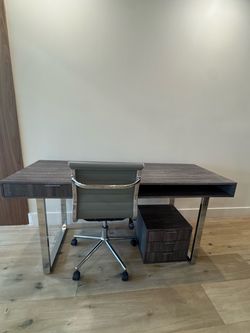 Modern Office Desk + Chair + 3-Drawer Cabinet