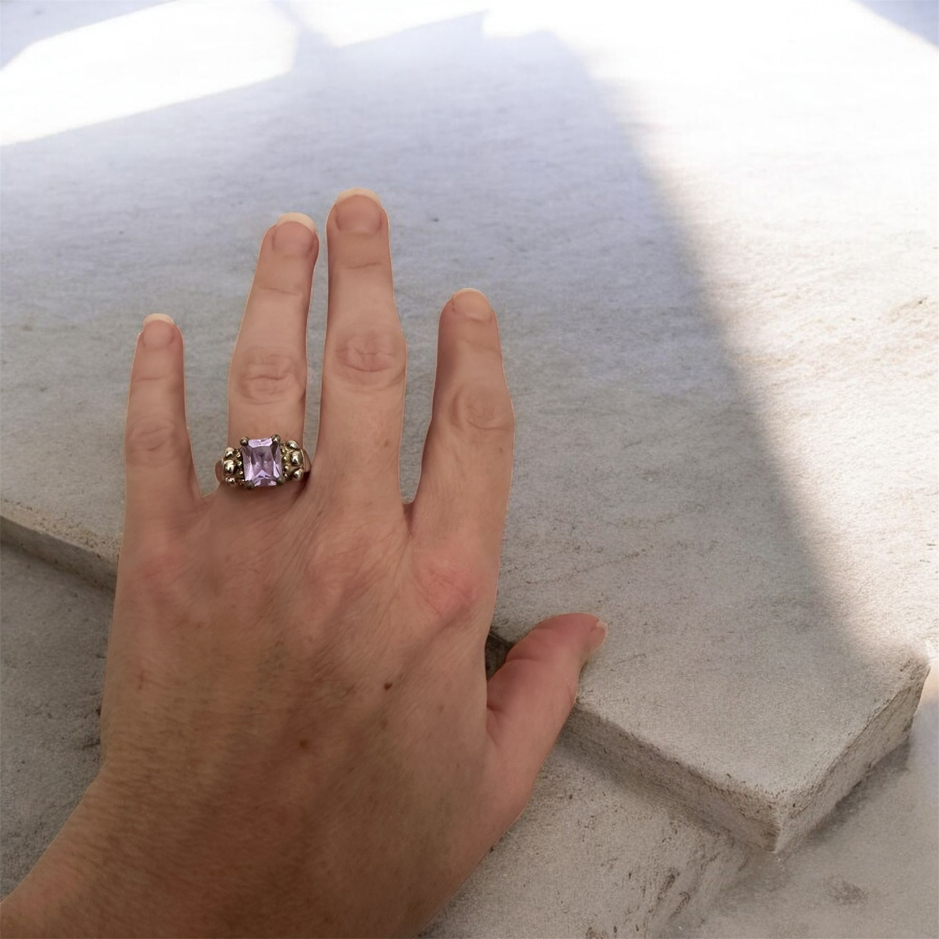 Purple Quartz Sterling Silver Ring, 7