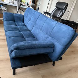 Mainstays Memory foam Navy Faux Suede Futon (Used)