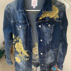 LuLaRoe Embroidered Jean Jacket Coat