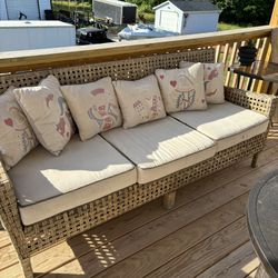 Wicker Couch W Chair / Pillows 