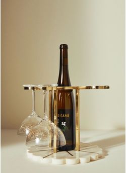 Anthropologie wine bottle and glass holder - like new