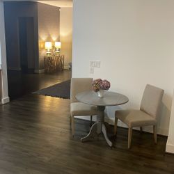 Crate And Barrel Chairs And Gray Table 