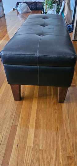 Leather storage ottoman dark brown