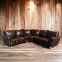 (FREE DELIVERY AVAILABLE) Brown DuraBlend Leather Sectional