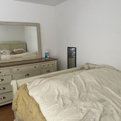 Ashley Queen Bed + Vanity Mirror Dresser (Moving Sale) 