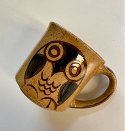 Vintage 10-oz Otagiri Style Speckled Stoneware Owl Mug