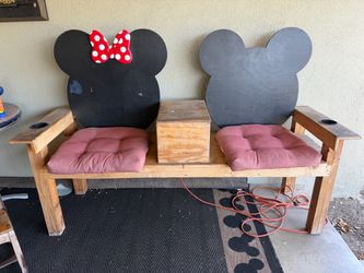 Mickey & Minnie Mouse Wooden Double Chair Bench