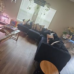 Beautiful Black Velvet Couch 