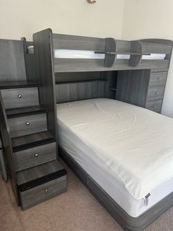 Berg Twin Loft bed over full with storage