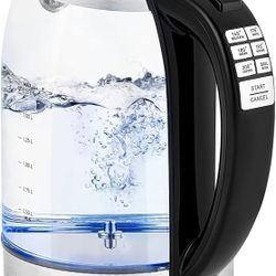 Electric Kettle, No Plastic Filter & Spout, 1.7L Tea Kettle & Hot Water Boiler For Coffee & Tea, Water Heater & Teapot, Automatic Shut Off, Borosilica