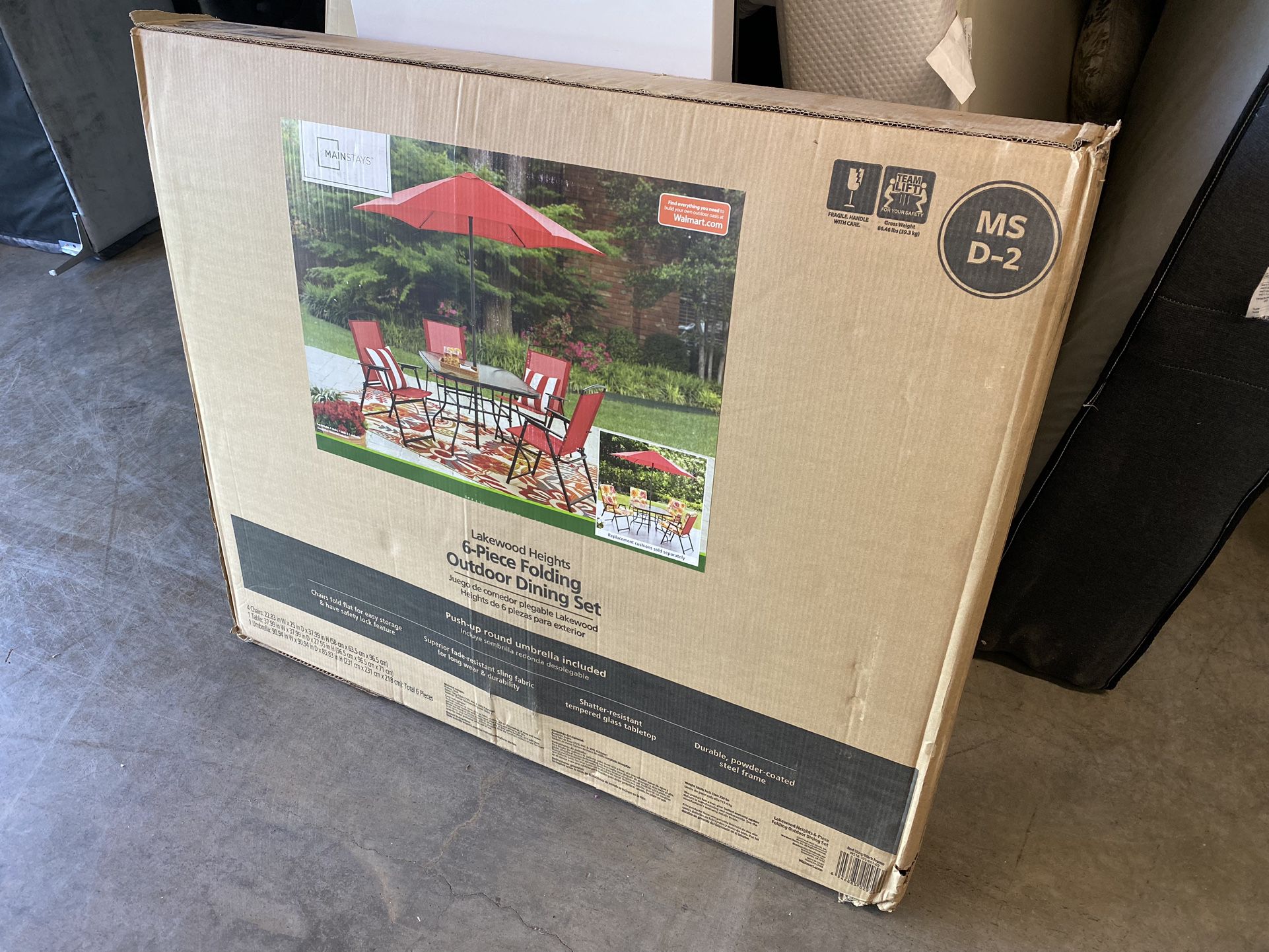 FREE DELIVERY AND INSTALLATION Mainstays Albany Lane 6 Piece Outdoor Patio Dining Set, Red Color