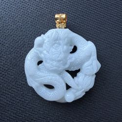 Dragon Pendant in White Jade