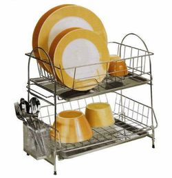 NIB Kitchen Collection High Quality Stainless Steel 2-Tier Dish Rack