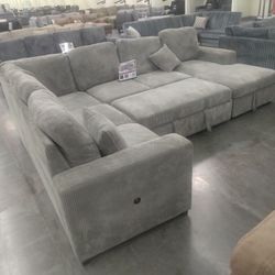 4pcs Sectional sofa w/sofa storage,USB connection,storage chaise &pulloutbed