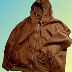 Shein EZwear Drop Shoulder Zip Up Drawstring Unisex Brown Cardigan Hoody, L Sold out Full zipper, two pockets, hood on drawstrings Excellent used cond