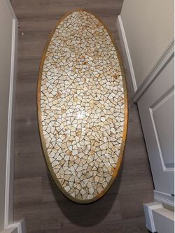 Mid-Century Inspired Oval Mosaic Coffee Table