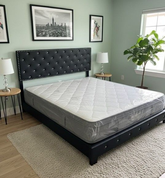 New KING SIZE BED FRAME WITH MATTRESS AND FREE BOX SPRING SET // KING SIZE BED FRAME SET 4PCS 