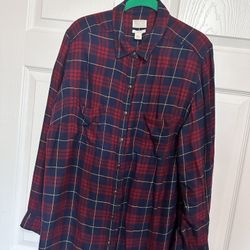 Caslon Plus Size 1X Flannel Button Down Shirt 