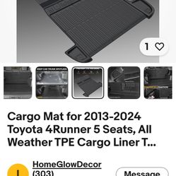 You 4-Runner 13-24’ Rear Cargo Mat, See All Photos