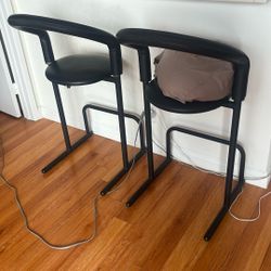 bar stools space age  art deco modern furniture black lether