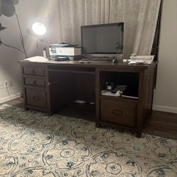 Large Solid Dark Wood Desk
