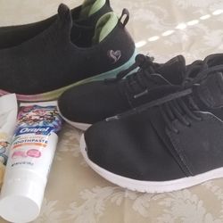 2 Pair Of Girl Shoes / 1 Children Toothpaste/ 1 Bath Powder