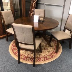 Barney Brown Round Dining Set / Dining table and Chairs 