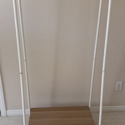 Portable Open Closet With Two Shelves And Hanging Bar