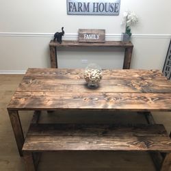 Dining Table, Bench & Buffet Wood Rustic Farmhouse Modern Shabby Chic Vintage Handmade