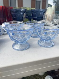 Set Of 4 Powder Blue Depression Glass Dessert Cups