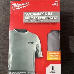 Milwaukee Gen II Men's Work Skin Large Gray Light Weight Performance Short-Sleeve T-Shirt