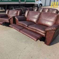 Leather Reclining Sofa And Recliner 