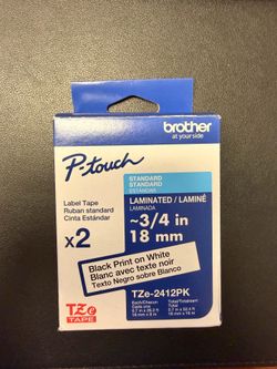Brother P-Touch Label Tape 2 Pack 3/4 in 18mm Brand New In Box