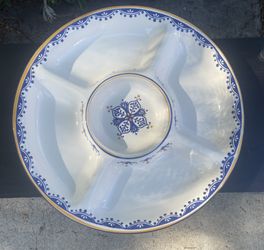World Market stoneware sectioned serving bowl 16”