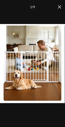 Babelio 29-55 Inch Extra Wide Baby/Dog Gate, PressGuard P7, Metal Auto Close, Pressure Mounted Pet Door for Doorways, NO Need Tools and Drilling, with