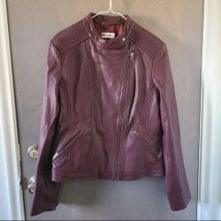 29 Porter Rd Womens 100% Sheep Leather Moto Burgundy Jacket XL