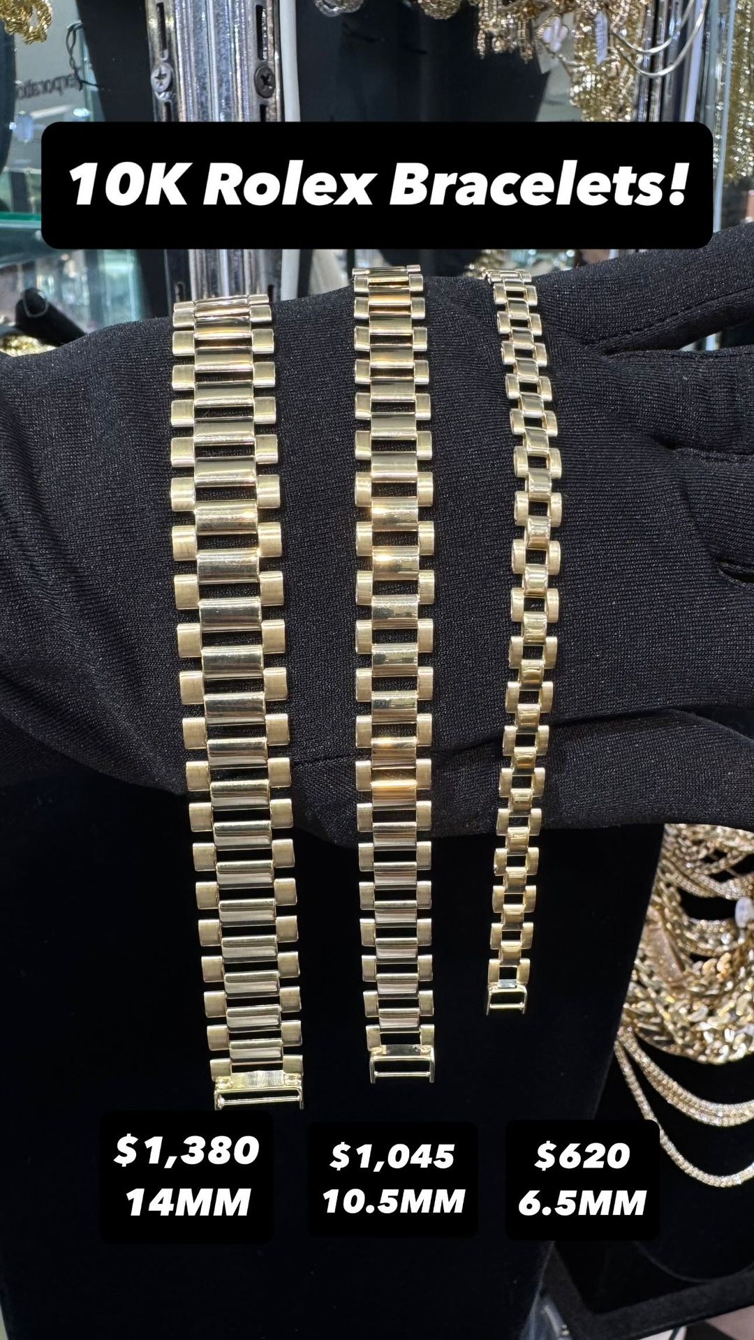 10K 6.5MM Rolex Bracelet Yellow Gold