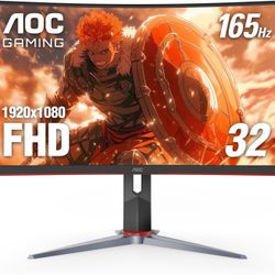 AOC C32G2 32" Curved Frameless Gaming Monitor FHD, 1500R Curved VA, 1ms, 165Hz, FreeSync