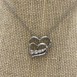 Silver  925  Cz Heart  Pendant  Necklace 