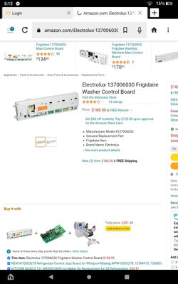 Fridgare Washer Control Board