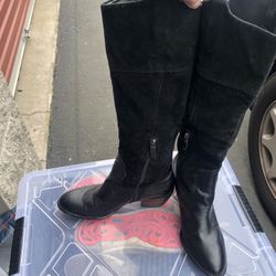 Franco Sarto A-Duke Women’s Black Suede Leather Knee High Boots Size 7M