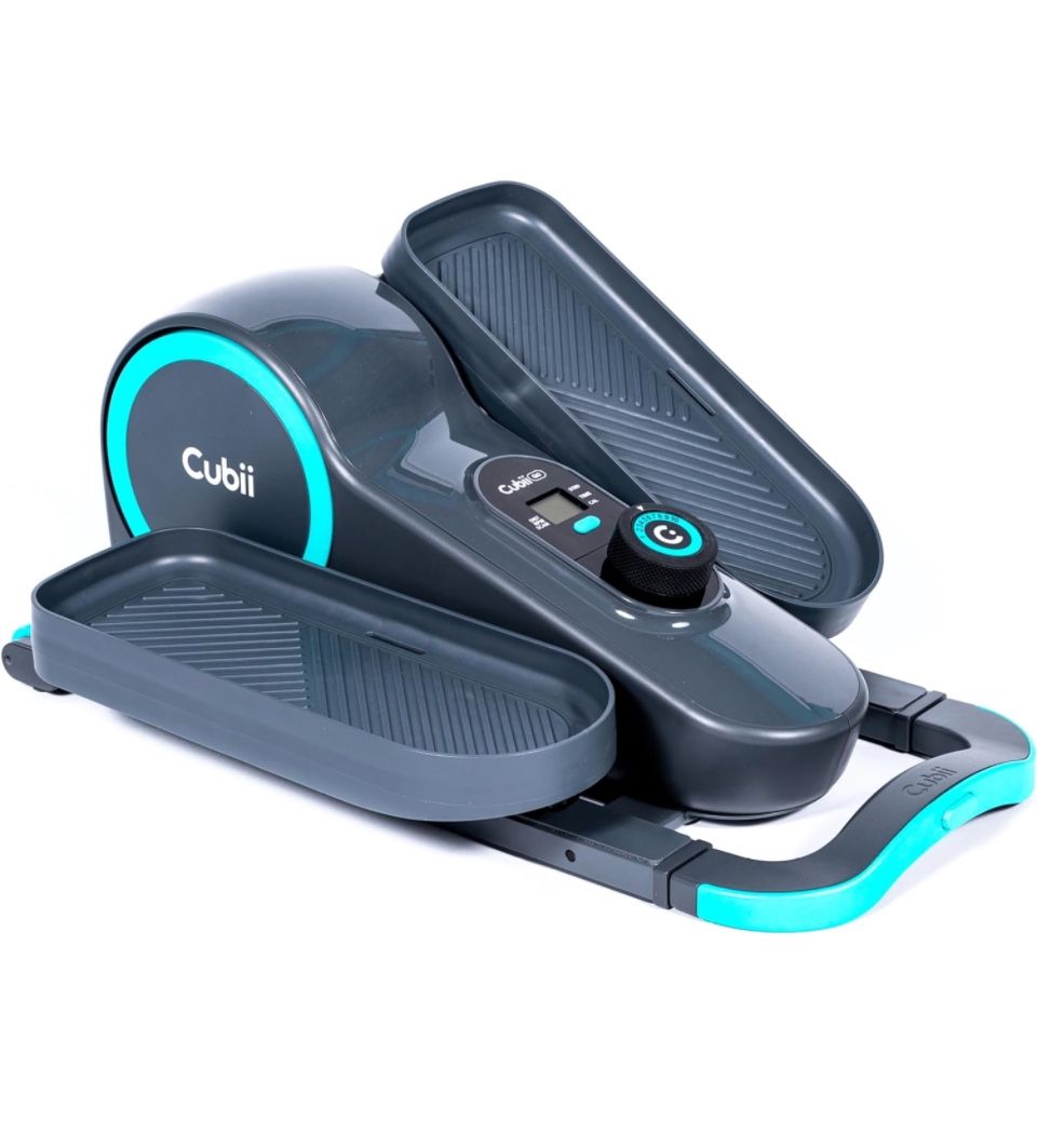 Cubii GO - Under Desk Elliptical Bike Pedal Exerciser, with LCD Fitness Tracker Screen, Adjustable Resistance, Work from Home Fitness, Built-in Wheels