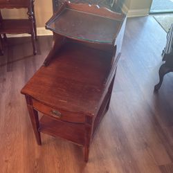 Antique End Table With Glass Top