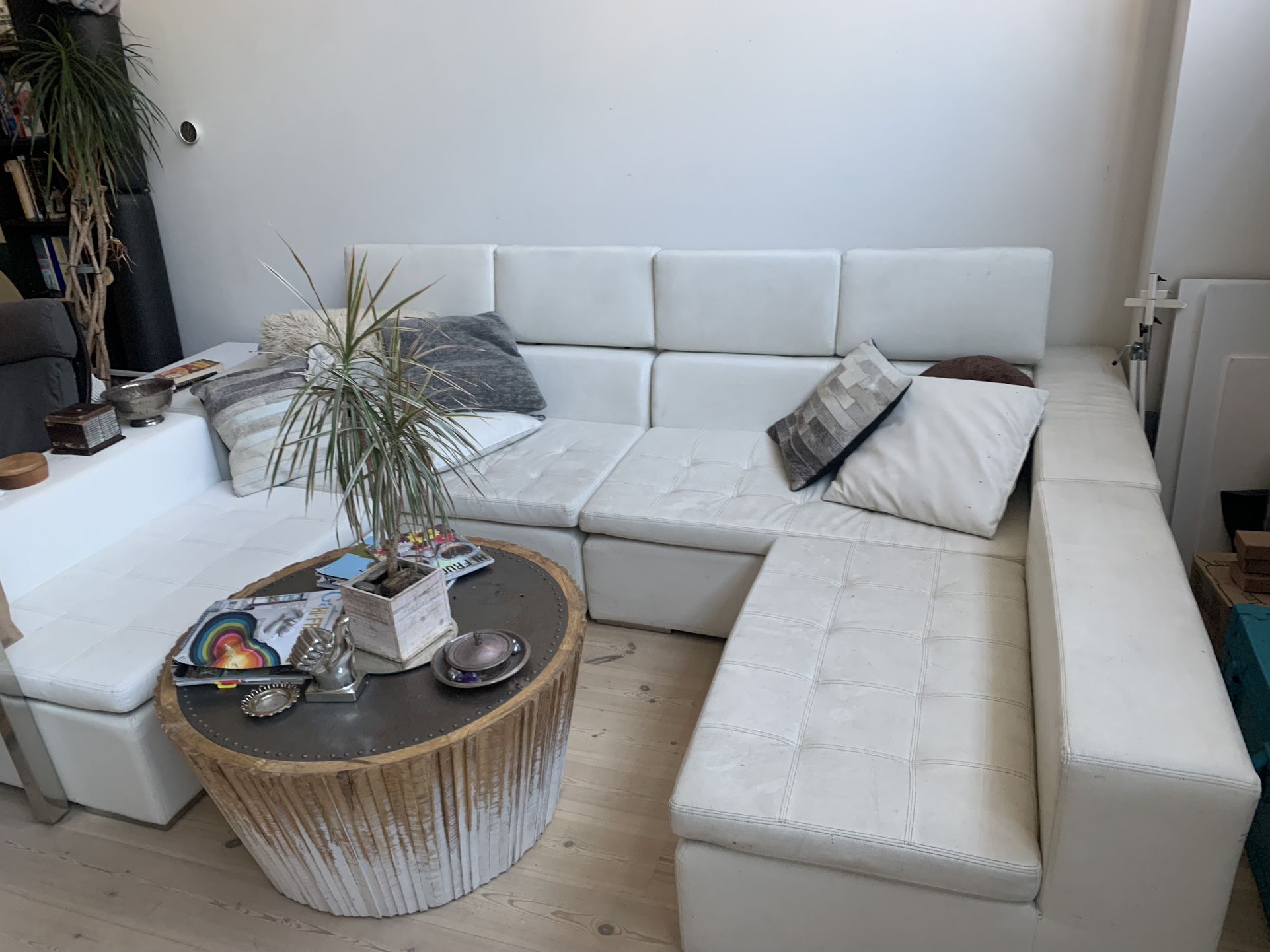 White Leather Sectional Couch