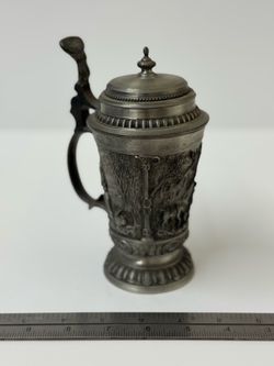 ⭐️ VINTAGE SKS Zinn German Pewter Crafted Stein
