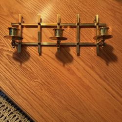 Vintage MCM Brass Lattice Wall Sconce Candle Holder