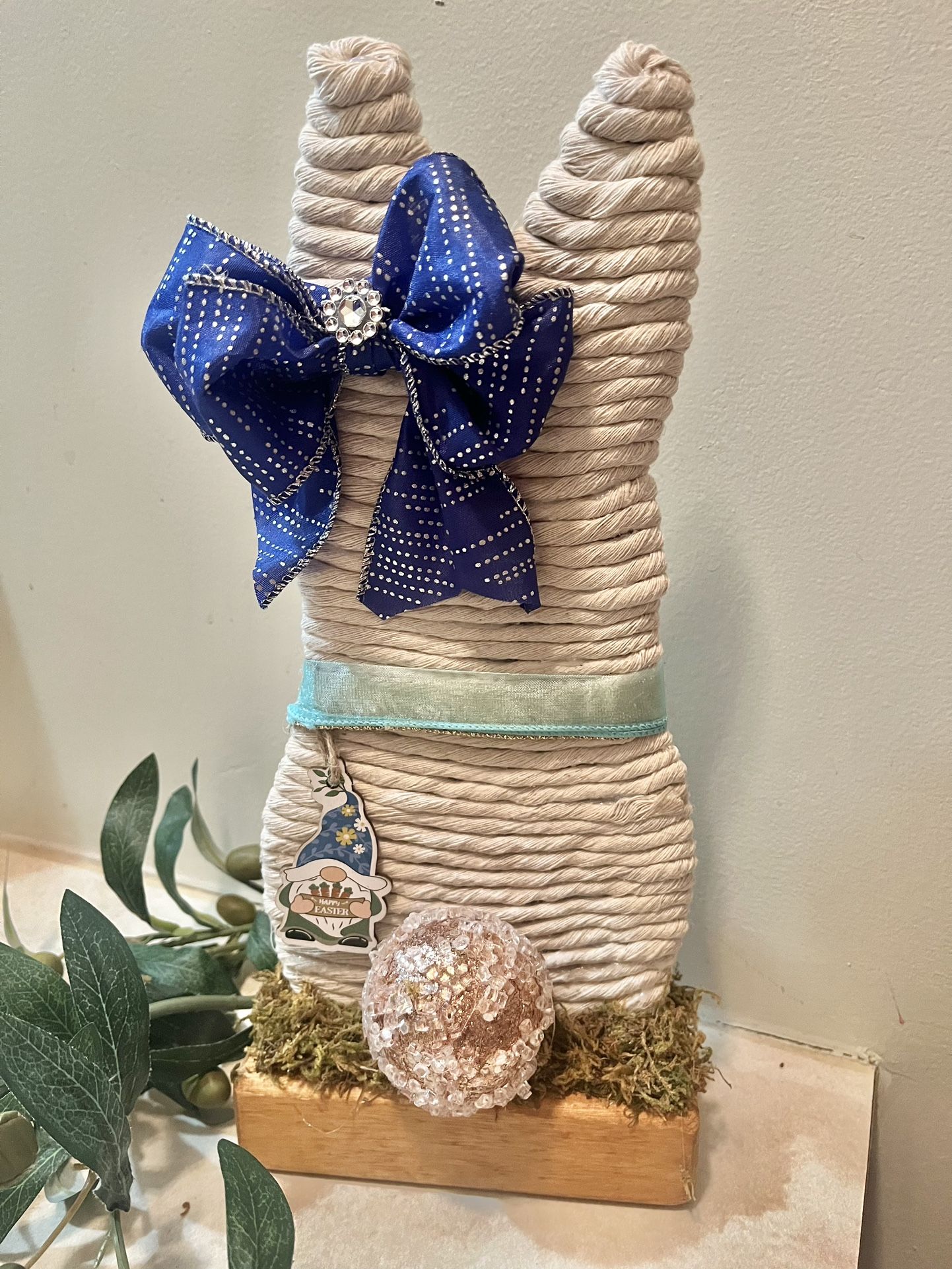 Rope Bunny Decor On Wood