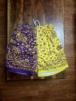 Men's Purple/Yellow Athletic Shorts
