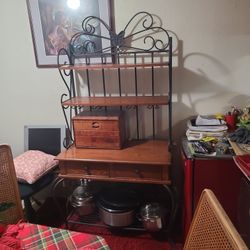Kitchen Bread Basket and Pots Shelf For Sale
